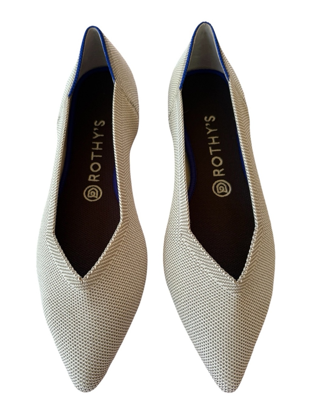 Rothy's Point II New In Box Women's Pointed Flat in Flax Birdseye